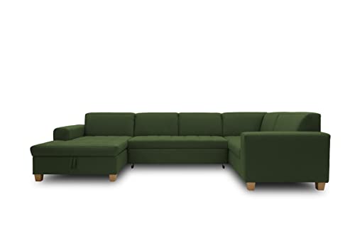 DOMO. Collection Sugar Wohnlandschaft, Sofa, Couch, Polstergarnitur, Moderne U-Form, grün, 162x333x199 cm von DOMO. collection