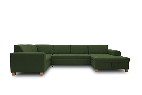 DOMO. Collection Sugar Wohnlandschaft, Sofa, Couch, Polstergarnitur, Moderne U-Form, grün, 162x333x199 cm von DOMO. collection