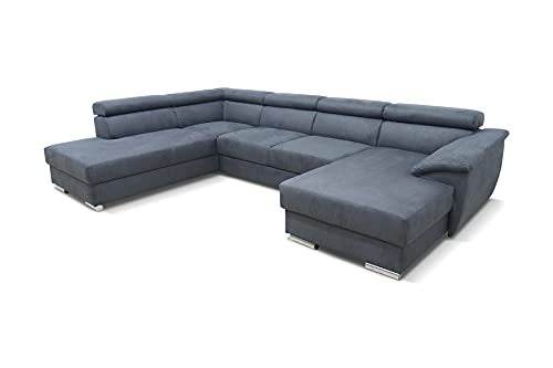 DOMO. Collection David FK Wohnlandschaft, Sofa mit Rückenfunktion in U-Form, Couch mit Federkern und Funktion, Polsterecke, dunkelgrau, 166 x 337 x 232 cm von DOMO. collection