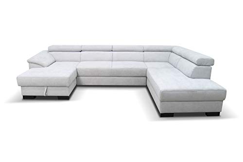 DOMO. Collection David FK Wohnlandschaft, Sofa mit Rückenfunktion in U-Form, Couch mit Federkern und Funktion, Polsterecke, grau, 166 x 337 x 232 cm von DOMO. collection