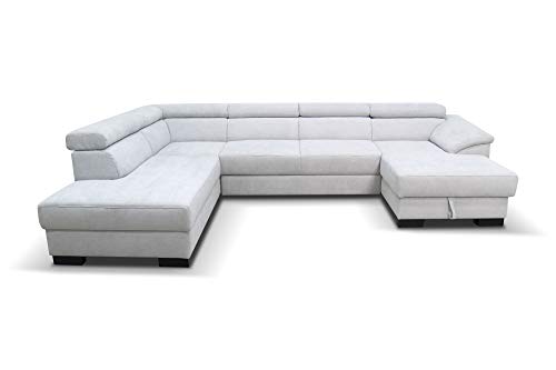 DOMO. Collection David FK Wohnlandschaft, Sofa mit Rückenfunktion in U-Form, Couch mit Federkern und Funktion, Polsterecke, grau, 166 x 337 x 232 cm von DOMO. collection