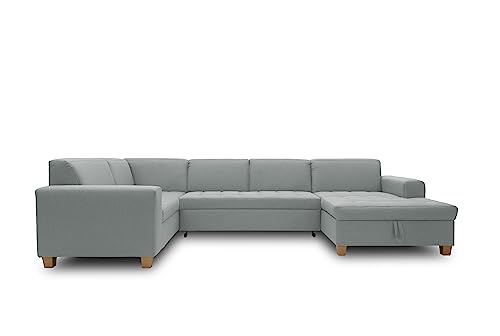 DOMO. collection Wohnlandschaft Sugar, Sofa Schlaffunktion, Couch, Polstergarnitur, Moderne U-Form, 162 x 333 x 199 cm, Mint-grün von DOMO. collection