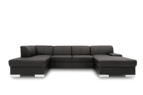 DOMO. collection Wohnlandschaft Star, Leder-Sofa in U-Form, Polstergarnitur, Couch 150 x 304 x 150 cm (BxTxH), in Kunstleder schwarz von DOMO. collection