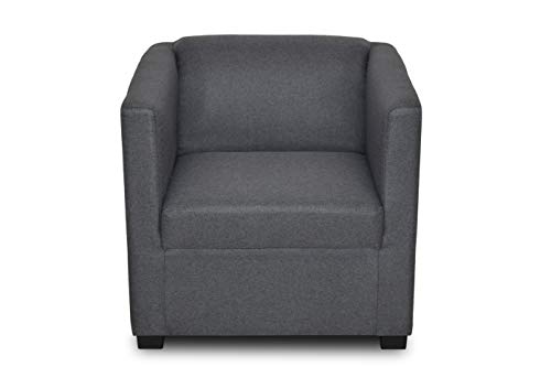 DOMO. collection Sessel Bob FK, kleiner Retro-Sessel mit Armlehnen und Federkern, Polstersessel, Cocktailsessel, Loungesessel, 73 x 75 x 69 cm (BxTxH), Webstoff in grau von DOMO. collection