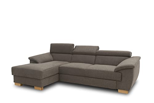 DOMO. collection Sofa David, Ecksofa mit Rückenfunktion, Eckcouch, Funtkionssofa in L-Form mit Federkern 272 x 166 x 78 cm (BxTxH) in braun von DOMO. collection