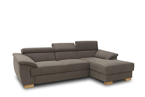 DOMO. collection Sofa David, Ecksofa mit Rückenfunktion, Eckcouch, Funtkionssofa in L-Form mit Federkern 272 x 166 x 78 cm (BxTxH) in braun von DOMO. collection