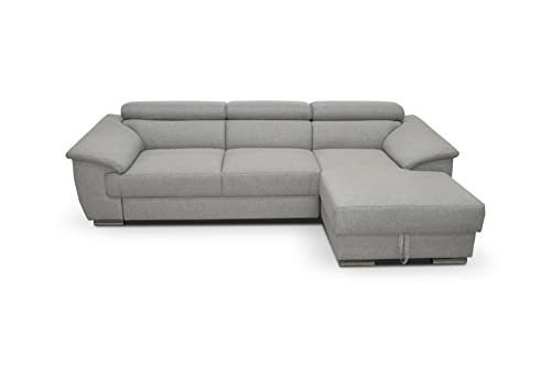 DOMO. Collection David Sofa, Ecksofa mit Rückenfunktion, Eckcouch, 272 x 166 cm, Funktionssofa mit Federkern in grau von DOMO. collection