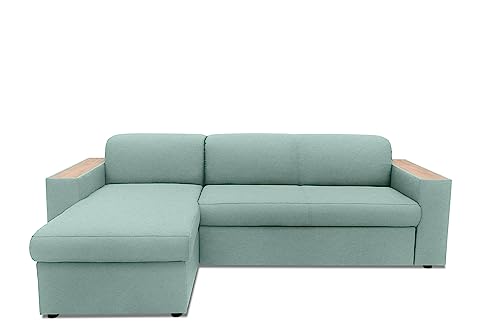 DOMO. Collection Ecksofa Lima, Eckcouch mit Schlaffunktion und Bettkasten, Schlafsofa, Sofa, Couch, Schlafcouch, 244 x 155 cm, Sofa in L-Form in eisblau von DOMO. collection