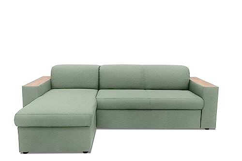 DOMO. Collection Ecksofa Lima, Eckcouch mit Schlaffunktion und Bettkasten, Schlafsofa, Sofa, Couch, Schlafcouch, 244 x 155 cm, Sofa in L-Form in mint von DOMO. collection