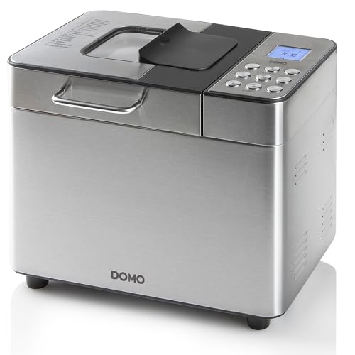 DOMO B3971 Brotbackautomat 500-750-1000gr - 18 Programme - inkl. Dispenser und glutenfreiem Programm Edelstahl von Domo