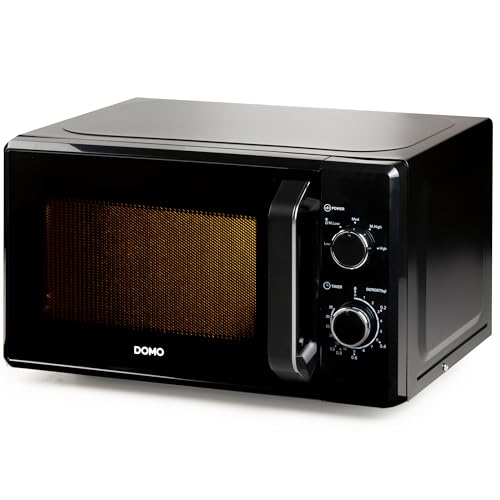 DOMO DO2520 Freistehend Mikrowelle - 5 Leistungsstufen - Auftaufunktion - Mit Signalton bei Programmende - 20L - 800W - Schwarz von DOMO