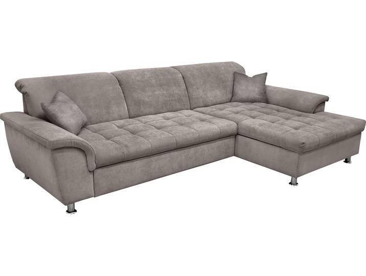 Ecksofa DOMO COLLECTION Franzi Steppung im Sitzbereich B7T/H: 278/162/80 cm, L-Form , grau (taupe), B:278cm H:80cm T:171cm, Flachgewebe (100% Polyester), Chenille (100% Polyester), Sofas, mit Kopfteilverstellung, Flachgewebe, grau von DOMO