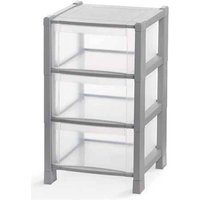 Turmkommode 3 graue Schubladen 38x38x59 cm von DOMOLIVING