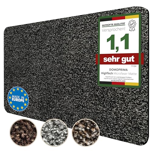 DOMOPRIMA Mikrofaser Fußmatte waschbar rutschfest extra saugfähig & flach – antibakteriell, für Innenbereich & Außenbereich (Anthrazit, 75x50 cm) von DOMOPRIMA homeware