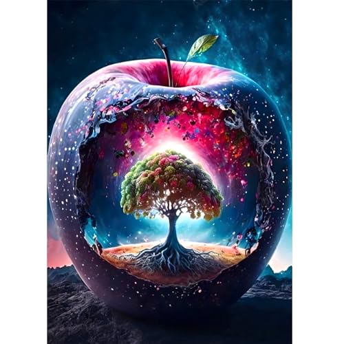 DOMROM Baum Diamond Painting Erwachsene, Apfel Diamant Painting Bilder, Diamant Malerei Kits Kinder 5D Diamant Art Painting Strass Stickerei Malerei Painting Set für Home Décor 30x40cm von DOMROM