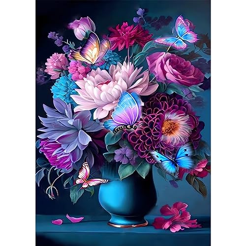 DOMROM Diamant Painting Bilder Blumen, Blumenvase Diamant Painting Set für Erwachsene, Diamant Painting Bilder Vollbohrer 5D DIY Malen nach Zahlen Diamant Anfänger für Gift Wall Decoration 30x40cm von DOMROM