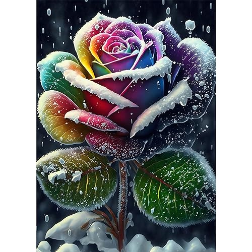 DOMROM Diamant Painting Bilder Blumen, Schnee Diamant Painting Set für Erwachsene, Rose Diamant Painting Bilder Vollbohrer 5D DIY Malen nach Zahlen Diamant Anfänger für Gift Wall Decoration 30x40cm von DOMROM