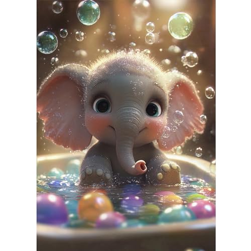 DOMROM Diamond Painting, Schaumbad Elefant Diamond Painting Erwachsene Kinder Tier Diamond Painting Set, Diamant Malerei Kit Diamond Art Erwachsene für Home Wand Dekor 30x40cm DOMROM Diamond Painting, Schaumbad Elefant Diamond Painting Erwachsene Kinder Tier Diamond Painting Set, Diamant Malerei Kit Diamond Art Erwachsene für Home Wand Dekor 30x40cm von DOMROM