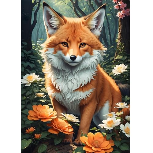 DOMROM Fuchs Diamond Painting Erwachsene, Tier Diamant Painting Bilder, Diamant Malerei Kits Kinder 5D Blumen Diamant Art Painting Strass Stickerei Malerei Painting Set für Home Décor 30x40cm von DOMROM