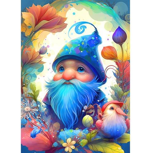 DOMROM Gnome Diamant Painting Bilder, Blumen Diamant Painting Set für Erwachsene, Zwerg Diamant Painting Bilder 5D DIY Malen nach Zahlen Diamant Anfänger für Gift Home Wall Decoration 30x40cm von DOMROM