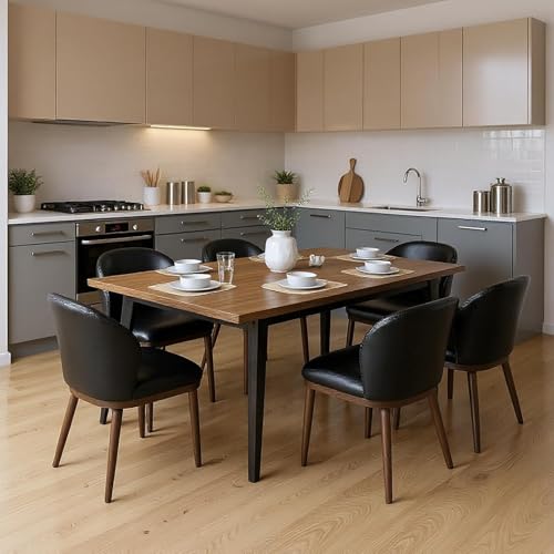 DOMUMALI Esszimmerstuhl-Set mit 6 Stück, Moderne gepolsterte Küchenstühle mit ergonomischer Rückenlehne, 120 kg Tragkraft, Esszimmerstühle mit Holzbeinen für Küche, Esszimmer und Restaurant von DOMUMALI