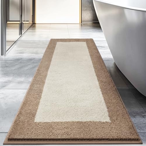 DOMUSTEX Badezimmerteppich 60 X 150 cm, Badematte rutschfest, Badteppich Waschbar, Badvorleger für Dusche, Badewanne und Fußboden von DOMUSTEX