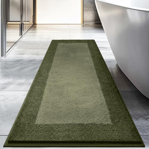 DOMUSTEX Badezimmerteppich 60 X 150 cm, Badematte rutschfest, Badteppich Waschbar, Badvorleger für Dusche, Badewanne und Fußboden von DOMUSTEX