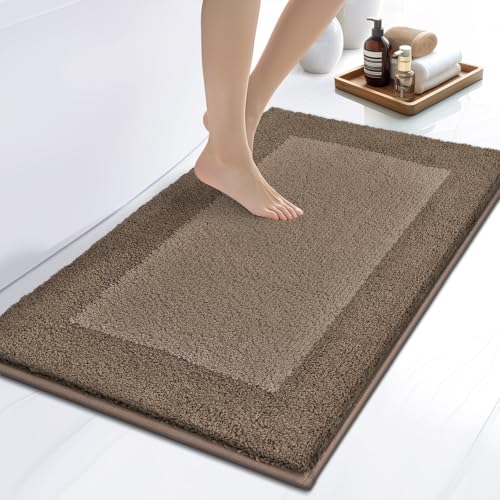 DOMUSTEX Badezimmerteppich 60 X 90 cm, Badematte rutschfest, Badteppich Waschbar, Badvorleger für Dusche, Badewanne und Fußboden von DOMUSTEX