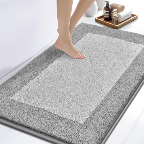 DOMUSTEX Badezimmerteppich 76 X 116 cm, Badematte rutschfest, Badteppich Waschbar, Badvorleger für Dusche, Badewanne und Fußboden von DOMUSTEX