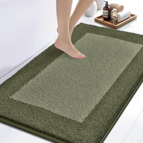 DOMUSTEX Badezimmerteppich 76 X 116 cm, Badematte rutschfest, Badteppich Waschbar, Badvorleger für Dusche, Badewanne und Fußboden von DOMUSTEX