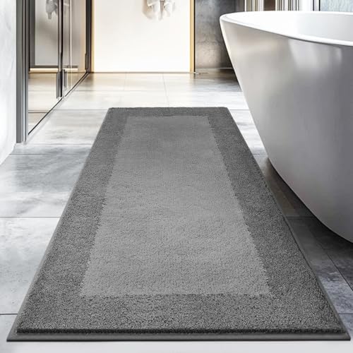 DOMUSTEX Badezimmerteppich 76 X 150 cm, Badematte rutschfest, Badteppich Waschbar, Badvorleger für Dusche, Badewanne und Fußboden von DOMUSTEX