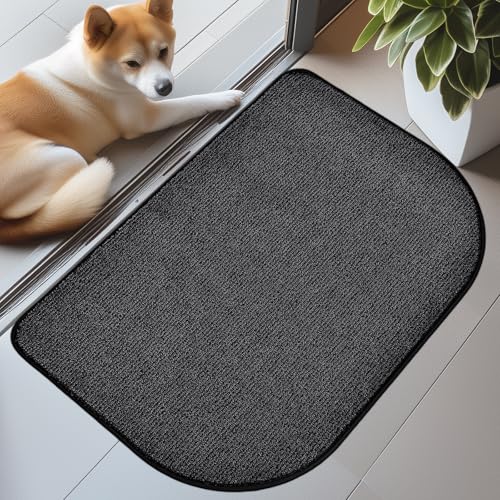 DOMUSTEX Schmutzfangmatte Innen 60x90cm Halbrund, Waschbar Küchenmatte, Eingangsteppich, rutschfeste Fussmatte, Teppich für Hund, Badezimmer, Küche, Flur von DOMUSTEX