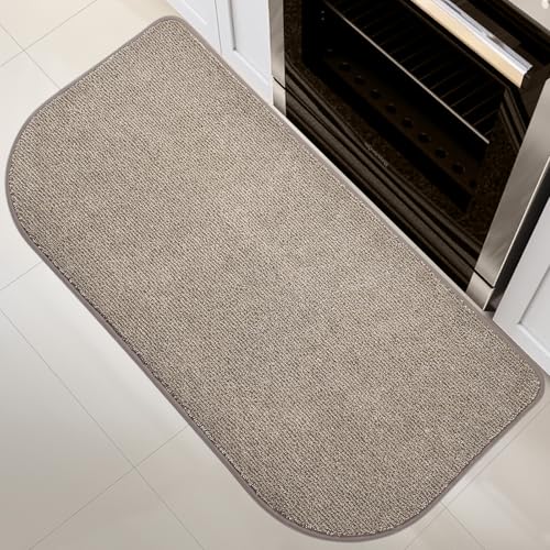 DOMUSTEX Waschbar Teppich Läufer 60x120cm Halbrund, küchenläufer, Schmutzfangmatte Innen, rutschfeste Badteppich für Küche, Badezimmer and Schlafzimmer von DOMUSTEX