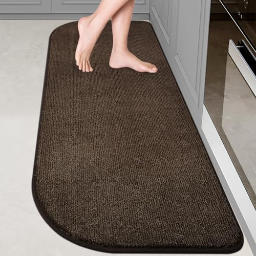 DOMUSTEX Waschbar Teppich Läufer 60x180cm Halbrund, küchenläufer, Schmutzfangmatte Innen, rutschfeste Eingangsteppich für Küche, Badezimmer, Schlafzimmer, von DOMUSTEX