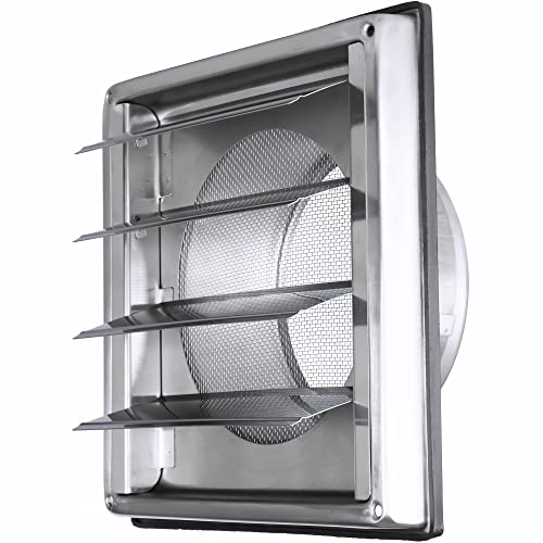 DOMUX 100mm Edelstahl Lüftungsgitter Mit Rückschlagklappe, Lamellen Und Insektenschutz - Optimal Für Die Außenwandmontage Von Lüftungsanlagen Und Dunstabzugshauben Mit Kautschuk-Dichtung Und Schrauben DOMUX 100mm Edelstahl Lüftungsgitter Mit Rückschlagklappe, Lamellen Und Insektenschutz - Optimal Für Die Außenwandmontage Von Lüftungsanlagen Und Dunstabzugshauben Mit Kautschuk-Dichtung Und Schrauben von DOMUX