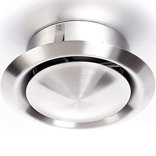 DOMUX VMC 150 mm Edelstahl Lüftungsöffnung verstellbar rund 150 mm Abluft 304 Edelstahl für Abluft und Lüftungskanal Dunstabzugshaube Abluftventilator Wand Decke von DOMUX
