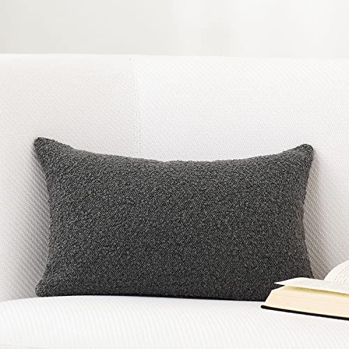 DOMVITUS Boucle Kissenbezüge, 30,5 x 50,8 cm, luxuriöse Kissenbezüge, dekorative Kissen für Bett, Sofakissen für Wohnzimmer, Akzent, Couchkissen, weicher Kissenbezug, 1 Stück, Graphitgrau von DOMVITUS