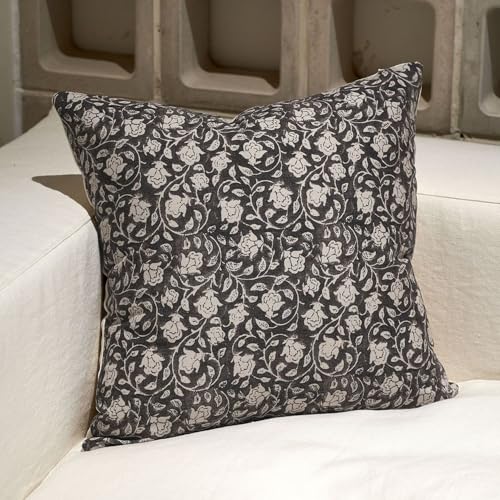 DOMVITUS Kissenbezug mit Blumenmuster, 45,7 x 45,7 cm, dekorativer neutraler Akzent für Wohnzimmer, 1 Stück, Schwarz von DOMVITUS