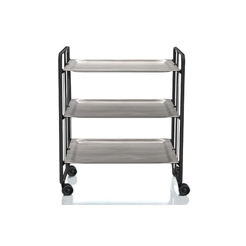 DON HIERRO - BAUHAUS Servierwagen klappbar mit Rollen - Metall schwarz, 3 Ebenen - Eschenholz von DON HIERRO