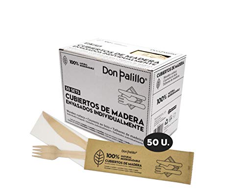 Don PALILLO- 50 Sätze Einweg-Holzbesteck mit Kraftpapier ummantelt. Jedes Set enthält 1 Gabel + 1 Messer + 1 Papierserviette Don PALILLO- 50 Sätze Einweg-Holzbesteck mit Kraftpapier ummantelt. Jedes Set enthält 1 Gabel + 1 Messer + 1 Papierserviette von DON PALILLO