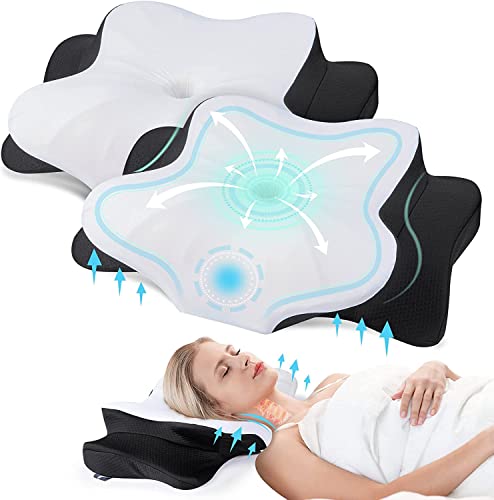 DONAMA Memory Foam Kissen Kopfkissen Nackenkissen ergonomisches Seitenschläferkissen für Seiten, Rücken & Bauchschläfer-2er Pack von DONAMA