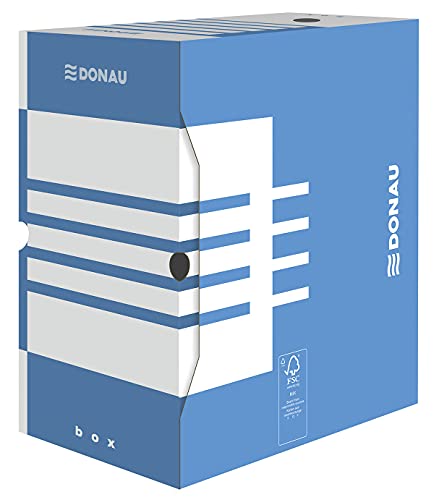 DONAU 7663301FSC-10 Ablage Schachtel Archivbox aus recyceltem Karton Archiv-Ablagebox Stabil| 10er Pack | A4/155mm/ B Rückenbreite Farbe: Blau | die FSC Zertifiziert von DONAU