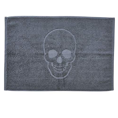 DONE Badvorleger Style-Bathmats Skull 100% Baumwolle - Frottee Badteppich Badematte 50 x 70 cm - Totenkopf Motiv, Farbe:Anthracite von done