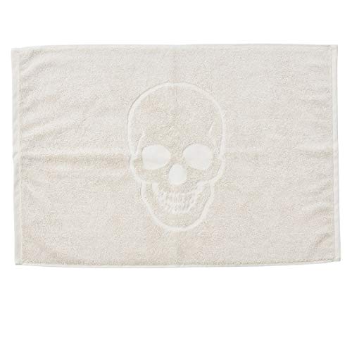DONE Badvorleger Style-Bathmats Skull 100% Baumwolle - Frottee Badteppich Badematte 50 x 70 cm - Totenkopf Motiv, Farbe:Beige von done