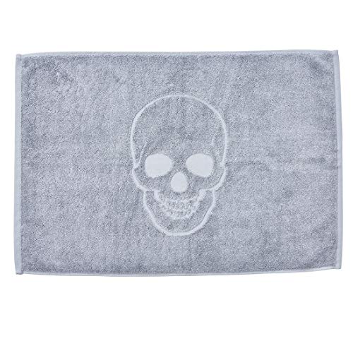 DONE Badvorleger Style-Bathmats Skull 100% Baumwolle - Frottee Badteppich Badematte 50 x 70 cm - Totenkopf Motiv, Farbe:Silver 3850 von done