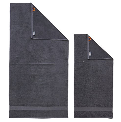 DONE Deluxe Set Handtuch, Baumwolle, Anthrazit, 70 x 140 x 1 cm von DONE