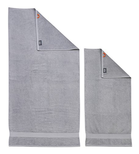 DONE Deluxe Set Handtuch, Baumwolle, Silber, 70 x 140 x 1 cm von DONE