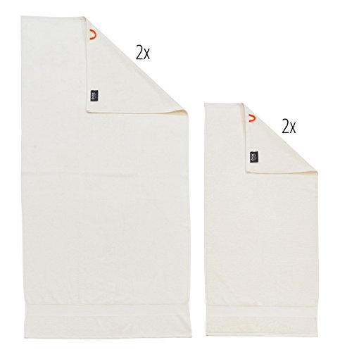 DONE Deluxe Set Handtuch, Baumwolle, Sterne Weiß, 50 x 100 x 1 cm von DONE