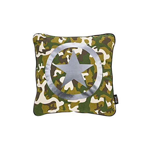 DONE Kissen Stone Army Star Camouflage grüne Tarnfarbe verstärkter Saum 45x45cm Kissenbezug mit Füllung Army Star von DONE