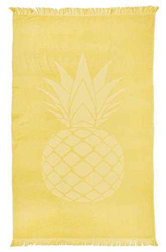 DONE.® Hamamtuch Capri Pineapple Lemon 100% Baumwolle 90 x 160 cm mit Fransen extra leicht von DONE